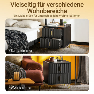 SoBuy | Nachttisch mit 2 Schubladen | Sofatisch | Beistelltisch | Schwarz | FBT115-SCH