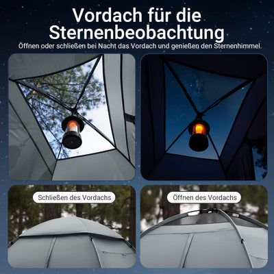 SoBuy | 7in1-Zelt Campingzelt | 2 Personen | Outdoor | Feldbett Hellgrau | 193x188x145cm | OGS32-L-HG