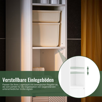 Vorverkauf | SoBuy | Hochschrank mit Wäschesack | Badschrank | Wäscheschrank | Badregal Weiß | BZR158-W