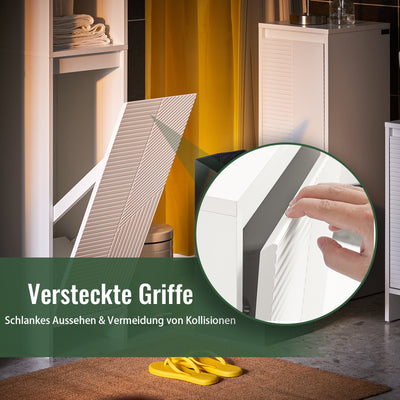 Vorverkauf | SoBuy | Hochschrank mit Wäschesack | Badschrank | Wäscheschrank | Badregal Weiß | BZR158-W