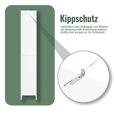 Vorverkauf | SoBuy | Hochschrank mit Wäschesack | Badschrank | Wäscheschrank | Badregal Weiß | BZR158-W