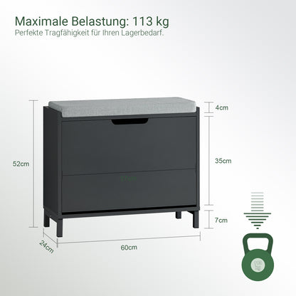 SoBuy | Schuhkipper mit 1 Klappe | Schuhschrank schmal | Schuhkommode | Schwarz | FSR151-K-SCH