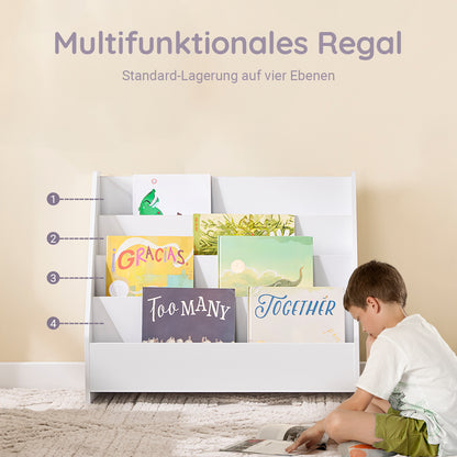 SoBuy | Kinderbücherregal Büchergestell für Kinder | Weiß | 70x60x30cm | KMB32-K-W
