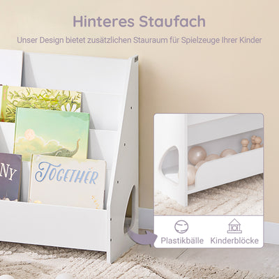 SoBuy | Kinderbücherregal Büchergestell für Kinder | Weiß | 70x60x30cm | KMB32-K-W