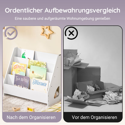 SoBuy | Kinderbücherregal Büchergestell für Kinder | Weiß | 70x60x30cm | KMB32-K-W