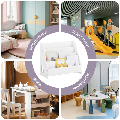 SoBuy | Kinderbücherregal Büchergestell für Kinder | Weiß | 70x60x30cm | KMB32-K-W