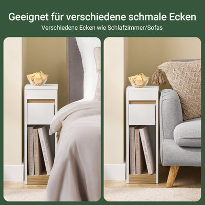 SoBuy | Nachttisch Beistelltisch Sofatisch Teetisch | Weiß-Natur | 20x60x35 cm | FBT163-WN