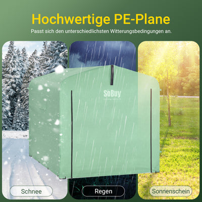 SoBuy | Foliengerätehaus | Fahrradgarage wetterfest Geräteschuppen | Grün 159x165x219cm KLS11-L-GR