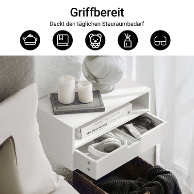 SoBuy | 2er Set Nachttisch | Nachtregal | Schweberegal | Wandschrank | NKD03-Wx2