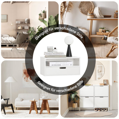 SoBuy | 2er Set Nachttisch | Nachtregal | Schweberegal | Wandschrank | NKD03-Wx2