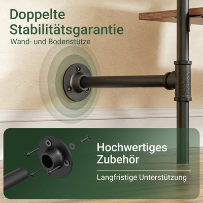 SoBuy Kleiderstange Wandmontage mit 2 MDF Regalböden 45kg Tragkraft  Schwarz KLS20-SCH