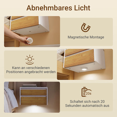 SoBuy Nachttisch hängend mit Sensorlicht und 2 Schublade Weiß FBT175-E-WN
