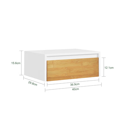 SoBuy Nachttisch hängend mit Sensorlicht und Schublade Weiß 40x29.8x15.6 cm FBT174-E-WN