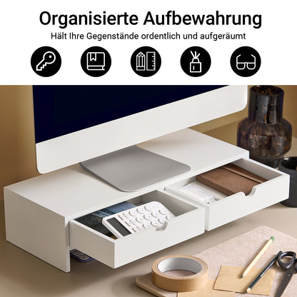 Vorverkauf | SoBuy | Monitorerhöhung | Monitorständer mit Schubladen | Weiß | BBF02-W