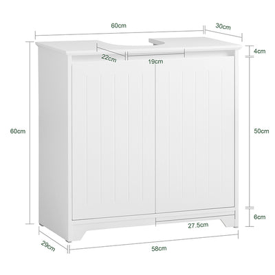 SoBuy | Waschbeckenunterschrank | Badezimmerschrank | Waschtisch | Weiß | BZR108-II-W