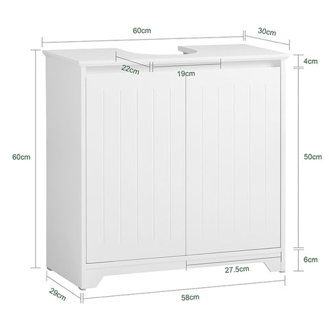 SoBuy | Waschbeckenunterschrank | Badezimmerschrank | Waschtisch | Weiß | BZR108-II-W