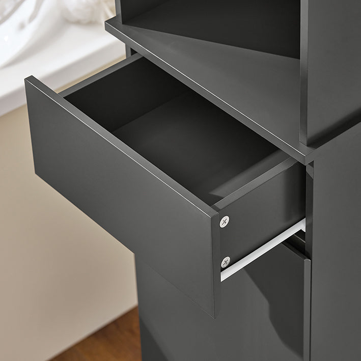 SoBuy | Hochschrank | Badschrank | Badregal | Dunkelgrau | BZR112-DG