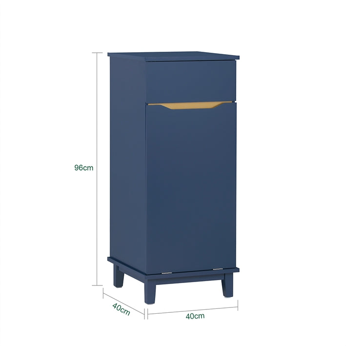 SoBuy | Wäscheschrank mit Wäschesack | Wäschesammler | Wäschekorb | Blau | BZR114-B