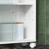 SoBuy | Nischenregal mit Glastür | Küchenregal | Rollwagen | Badmöbel | Weiß | BZR117-W