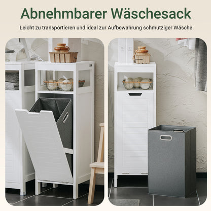 SoBuy | Wäscheschrank | mit ausklappbarem Wäschesack | Wäschesammler | Badschrank | Weiß | BZR122-W