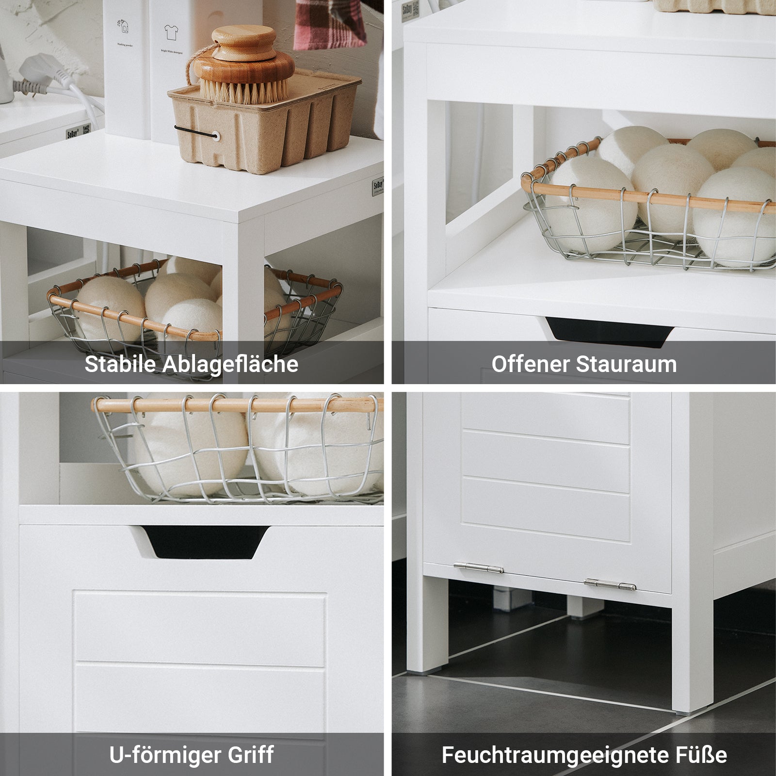 SoBuy | Wäscheschrank | mit ausklappbarem Wäschesack | Wäschesammler | Badschrank | Weiß | BZR122-W