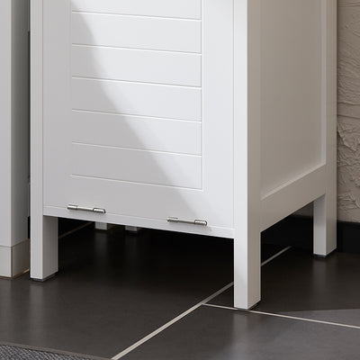 SoBuy | Hochschrank mit Wäschesack | Badschrank | Wäscheschrank | Badregal | Weiß | BZR123-W