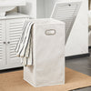 SoBuy | Hochschrank mit ausklappbarem Wäschesack | schmal Wäscheschrank | Badregal | Weiß | BZR124-W