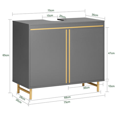 SoBuy | Waschbeckenunterschrank | Waschtisch | Badezimmerschrank | Grau | BZR129-HG