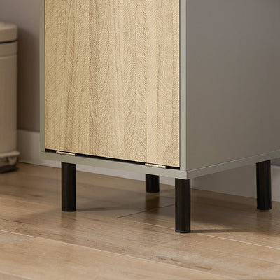 SoBuy | Wäscheschrank mit ausklappbarem Wäschesack | Wäschesammler | Badschrank | Naturgrau | BZR132-NG