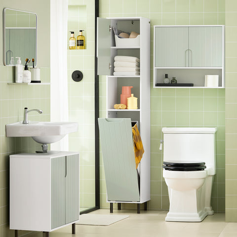 SoBuy | Waschbeckenunterschrank | Badezimmerschrank | Waschtisch | Weiß-Grün | BZR139-GR