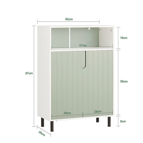 SoBuy | Badkommode mit 2 Türen | Badschrank | Sideboard | Flurschrank | Weiß-Grün | BZR138-GR