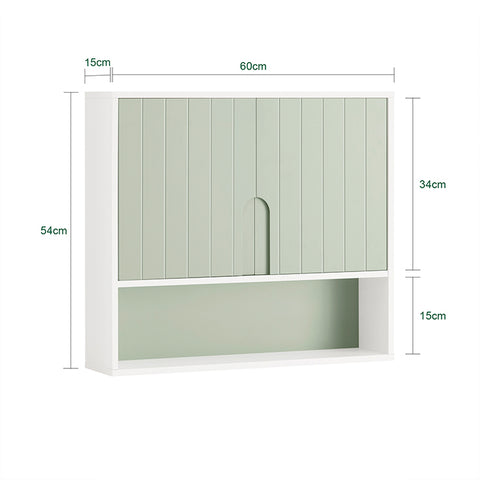 SoBuy | Hängeschrank mit Türen | Wandschrank | Badschrank | Medizinschrank | Weiß-Grün | BZR140-GR