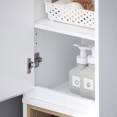 SoBuy | Bad Hochschrank | Aufbewahrungsschrank für Bad | Badschrank Weiß | BZR147-W