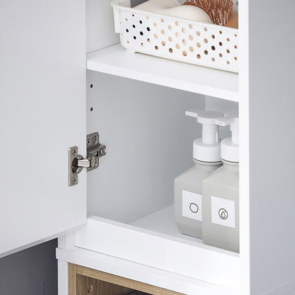 SoBuy | Bad Hochschrank | Aufbewahrungsschrank für Bad | Badschrank Weiß | BZR147-W