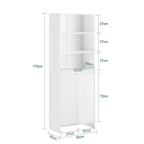 SoBuy | Hochschrank mit Wäschesack | Badschrank | Wäscheschrank | Weiß | BZR155-W