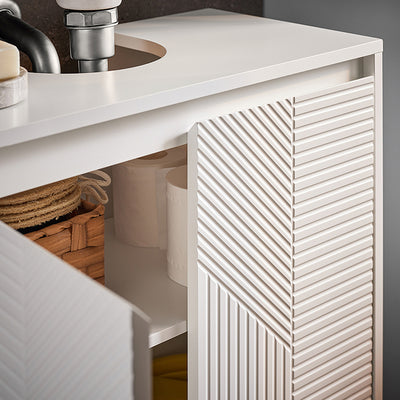 SoBuy | Waschbeckenunterschrank | Badezimmerschrank | Badmöbel Weiß | BZR157-W