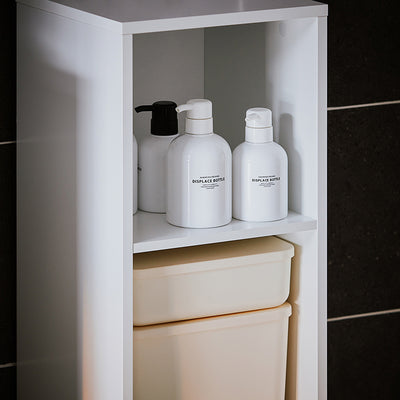 Vorverkauf | SoBuy | Hochschrank mit Wäschesack | Badschrank | Wäscheschrank | Badregal Weiß | BZR158-W