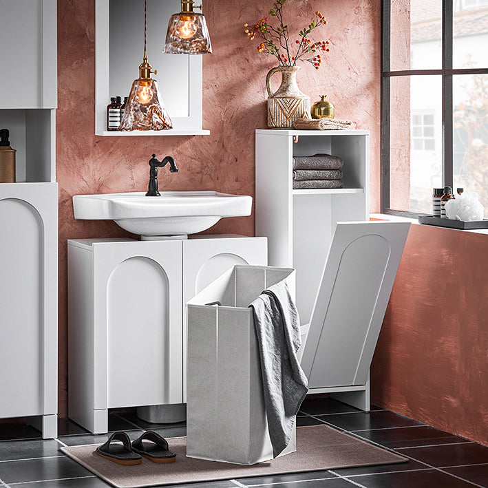 SoBuy | Wäscheschrank mit ausklappbarem Wäschesack | Wäschesammler | BZR161-W