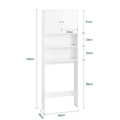 SoBuy | Toilettenregal | Waschmaschinenschrank | Badezimmerregal mit Schrank | Weiß | BZR165-W