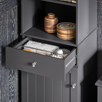 SoBuy | Bad Hochschrank | Badschrank | Badregal Dunkelgrau | BZR17-DG