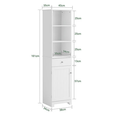 SoBuy | Bad Hochschrank | Badschrank | Badregal Weiß | BZR17-W
