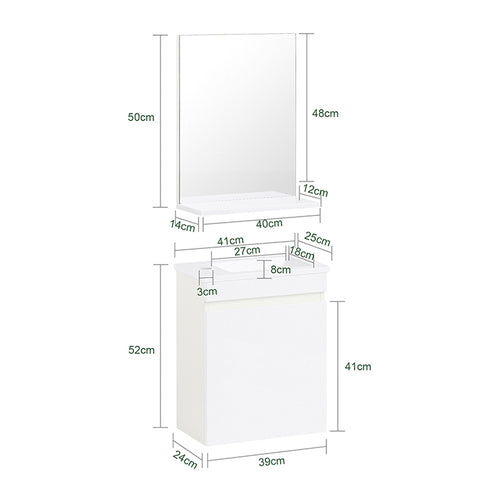 SoBuy | Waschbeckenunterschrank | Badmöbel Set | Wandspiegel Badezimmerschrank Weiß | BZR170-SET