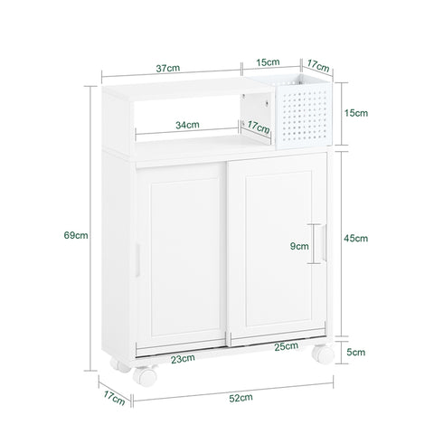 SoBuy | Nischenregal 17cm | Nischenschrank mit Rollen | Nischenwagen Weiß | BZR176-W