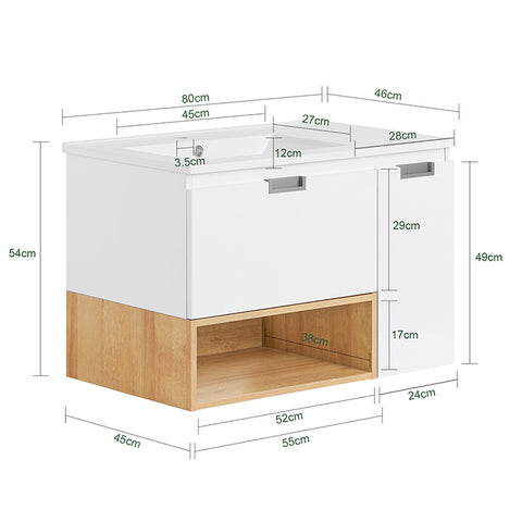 SoBuy | Waschbeckenunterschrank | Unterschrank mit Waschbecken | Badmöbel Weißnatur | BZR178-WN