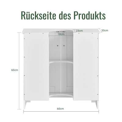SoBuy | Waschbeckenunterschrank | Badezimmerschrank | Weiß 60x60x30cm BZR18-II-W