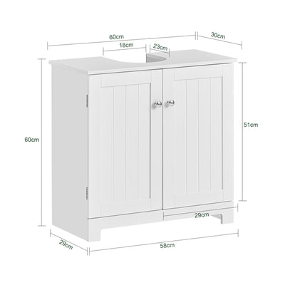 SoBuy | Waschbeckenunterschrank | Badezimmerschrank | Weiß 60x60x30cm BZR18-II-W