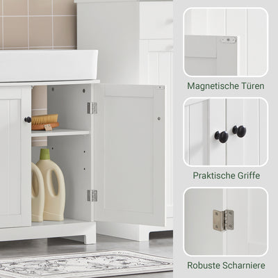 SoBuy | Waschbeckenunterschrank | Badezimmerschrank Weiß | Landhaus | BZR18-W