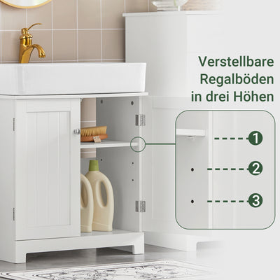 SoBuy | Waschbeckenunterschrank | Badezimmerschrank | Weiß 60x60x30cm BZR18-II-W