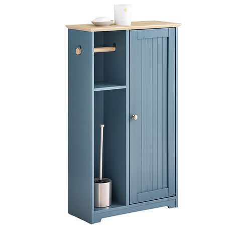 SoBuy | Badkommode mit Toilettenrollenhalter | Badschrank schmales | Sideboard Blau | BZR189-HG