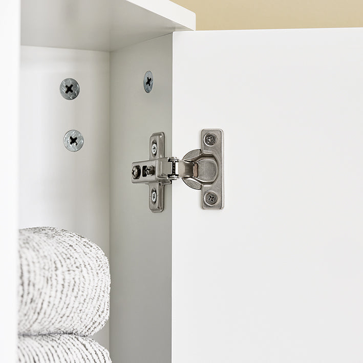 SoBuy | Hochschrank mit 2 Türen | Aufbewahrungsschrank | schmaler Badschrank Weiß | BZR193-W